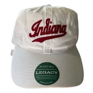 NWT Indiana Hoosiers White Strap Dad Cap Embroidered Red Script Legacy Brand